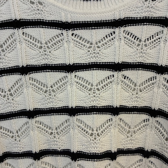 Gap Pointelle Knit White Striped Cotton Sweater M - Picture 5 of 7